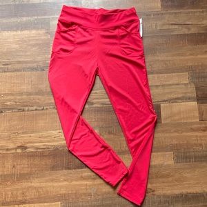 Red leggings with pockets